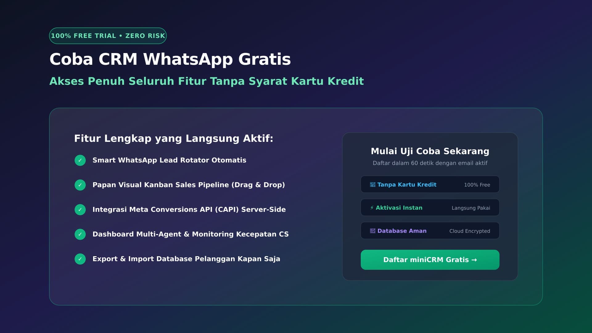 Cara Mencoba Fitur CRM WhatsApp Gratis (Free Trial) Tanpa Ribet Kartu Kredit