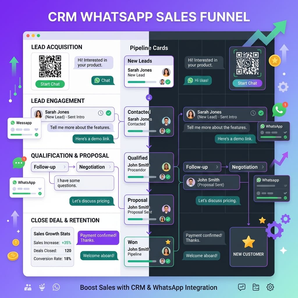Diagram Corong Penjualan Terintegrasi CRM WhatsApp